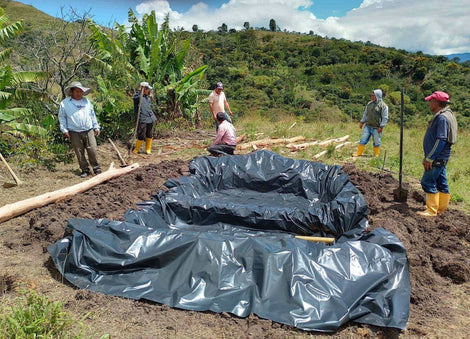 Construction of one of 54 Vermicompost systems at Cueva de los Llanos as part of a 2022 Seeds grant