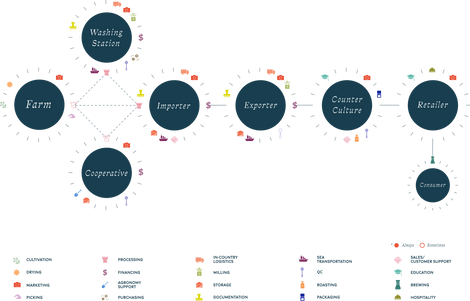 Graph showing the product's path from farm to consumer